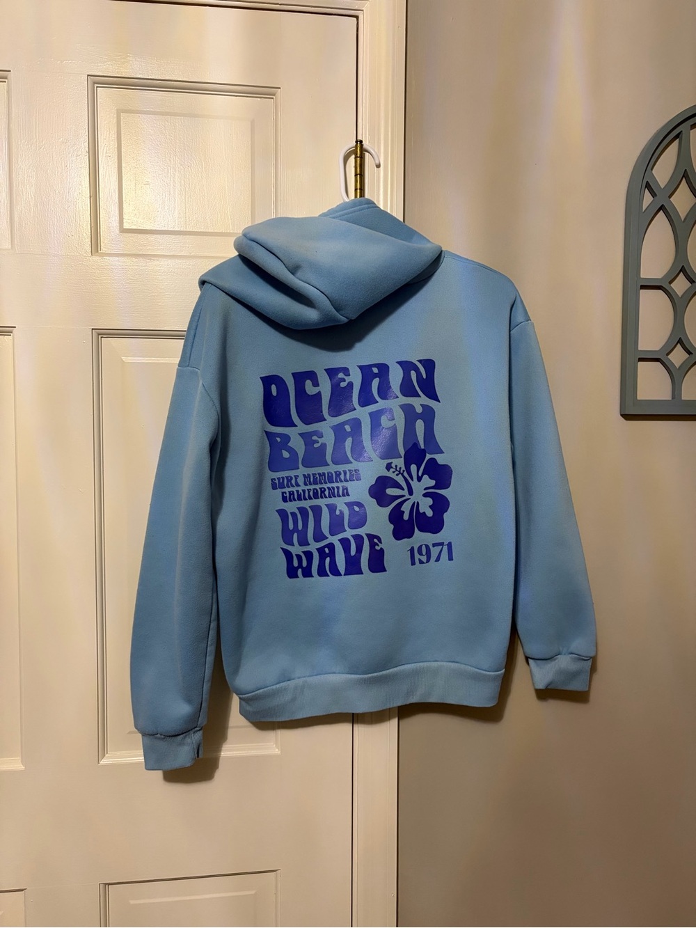 SHEIN Light Blue Cozy Fleece-Lined Hoodie - Picture 2 of 3